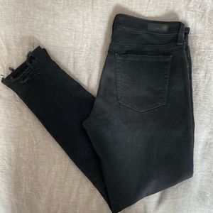 AG “The Farrah Skinny Ankle” Black Distressed Denim